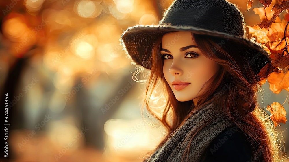 model girl in the autumn forest. Selective focus model girl in the autumn forest. Selective focus