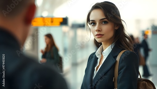 Wallpaper Mural beautiful business woman at terminal Torontodigital.ca