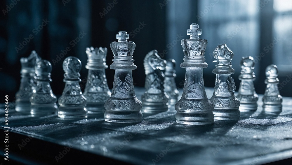 A set of intricate chess pieces carved entirely