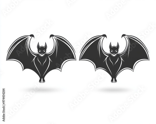 Modern line icon of a bat silhouette for Halloween day greeting cards photo