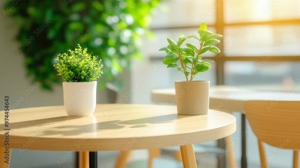 A minimalist café with sleek furniture and green plants, bathed in natural light. Scandinavian design with wooden tables, potted plants, and a cozy, serene atmosphere. A minimalist café with sleek furniture and green plants, bathed in natural light. Scandinavian design with wooden tables, potted plants, and a cozy, serene atmosphere.
