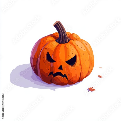 A 3D sadly pumpkin carving element with the concept of Jack O' Lantern for Halloween photo