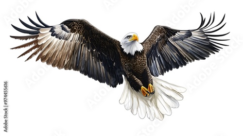 Bald Eagle in Flight with Wings Spread Wide