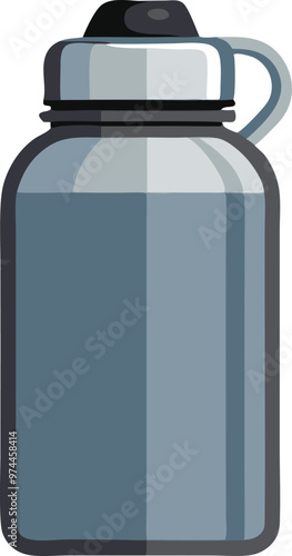 Stylish gray water bottle illustration with a sleek design.