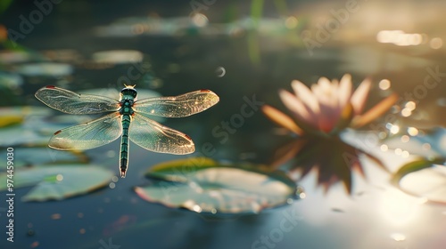 Wallpaper Mural Dragonfly over the pond close up Torontodigital.ca