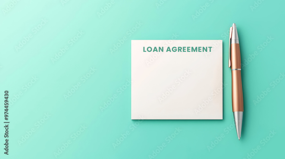 Loan agreement signing, digital contract and pen, 3D illustration Loan agreement signing, digital contract and pen, 3D illustration