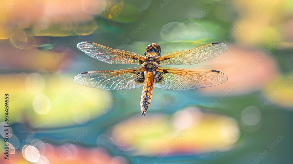 Dragonfly over the pond close up Dragonfly over the pond close up