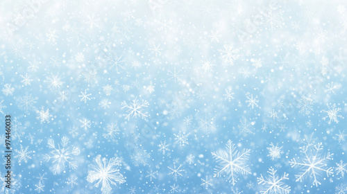 Delicate snowflakes on a gradient background from white to blue