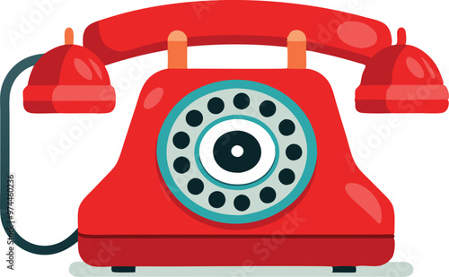 A red phone that stands out with its vibrant colors and classic design.