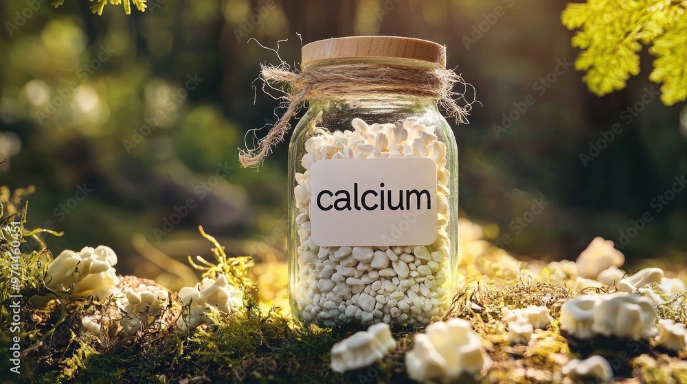 jar and calcium tablets. Selective focus jar and calcium tablets. Selective focus