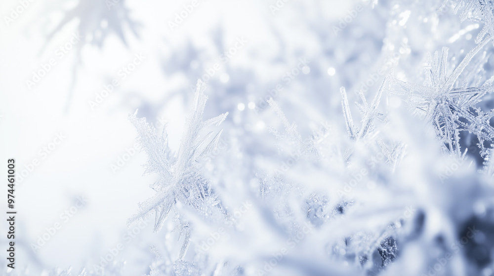 Close-up of a snowy backdrop with a dense pattern of frost-covered snowflakes, creating a textured and immersive effect Close-up of a snowy backdrop with a dense pattern of frost-covered snowflakes, creating a textured and immersive effect