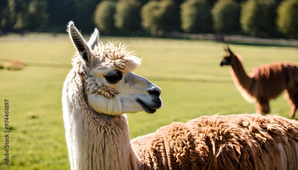 Obraz premium A close up of a Llama in a field