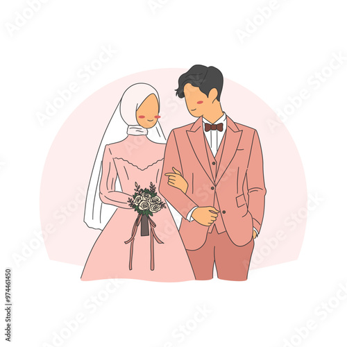 Bride and Groom wedding day illustration