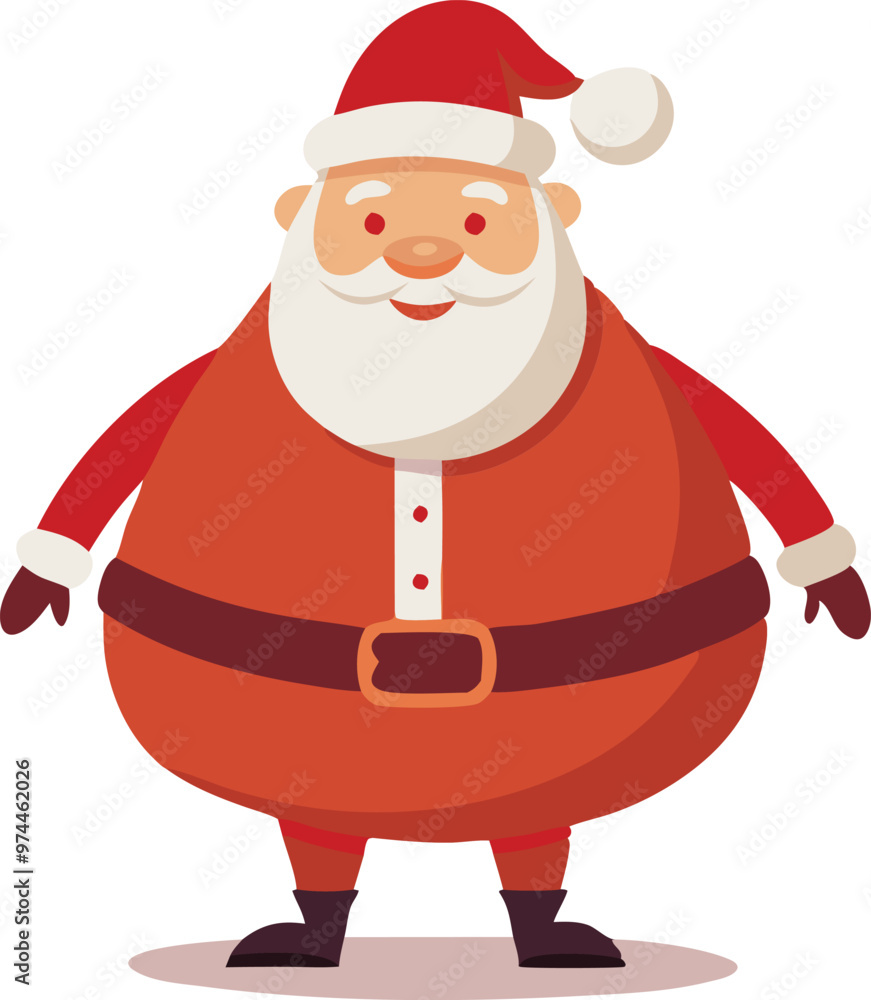 Santa Claus is depicted in a cartoon style, wearing a red suit with a ...