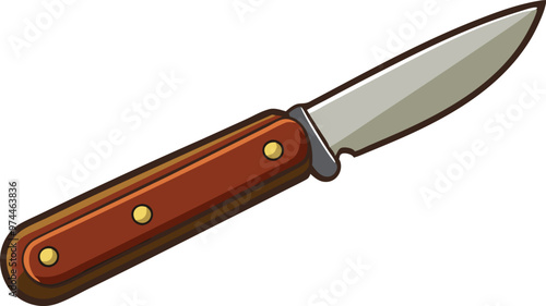 A vector illustration of a simple, brown-handled pocketknife.