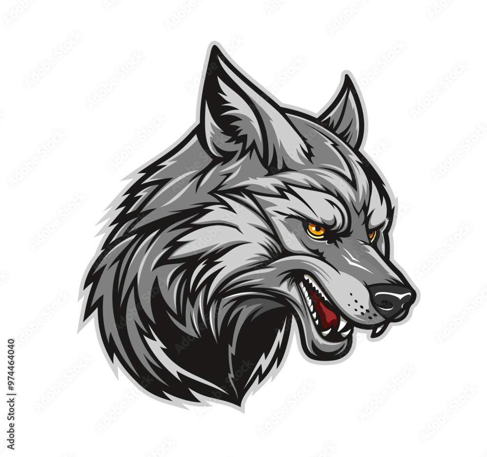 AI generated angry wolf mascot, generative AI animal head for sport club, vector emblem. AI generated angry aggressive wolf or jackal wild dog with fangs, mascot for baseball team or rugby club league AI generated angry wolf mascot, generative AI animal head for sport club, vector emblem. AI generated angry aggressive wolf or jackal wild dog with fangs, mascot for baseball team or rugby club league