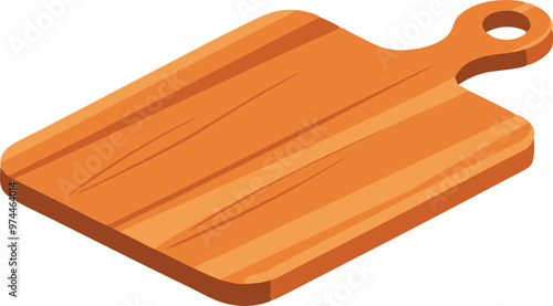A wooden cutting board with a handle.