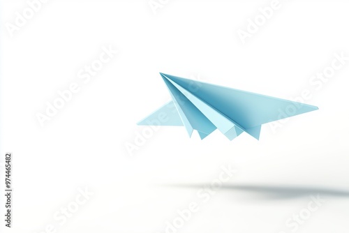 Wallpaper Mural A realistic paper airplane in flight with a soft shadow, mid-century style, isolated on white background Torontodigital.ca