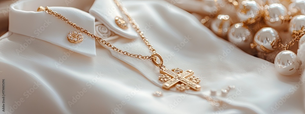 baby clothes baptism concept. Selective focus baby clothes baptism concept. Selective focus