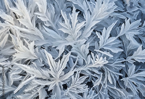 Snow blankets tree tops, revealing branch outlines.