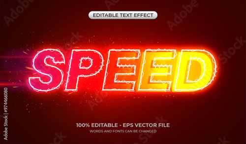 3D Speed text effect. Editable gradient neon text effect with sparks and particles. Hot and fast graphic styles
