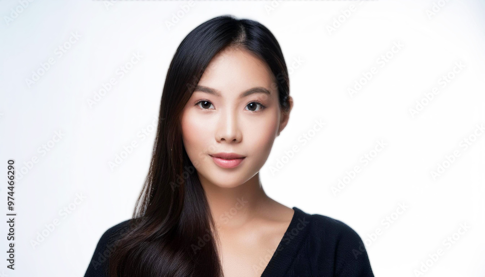 young Korean woman with a friendly smile and natural beauty, captured against a clean white background, lifestyle projects, emphasizing confidence and elegance young Korean woman with a friendly smile and natural beauty, captured against a clean white background, lifestyle projects, emphasizing confidence and elegance
