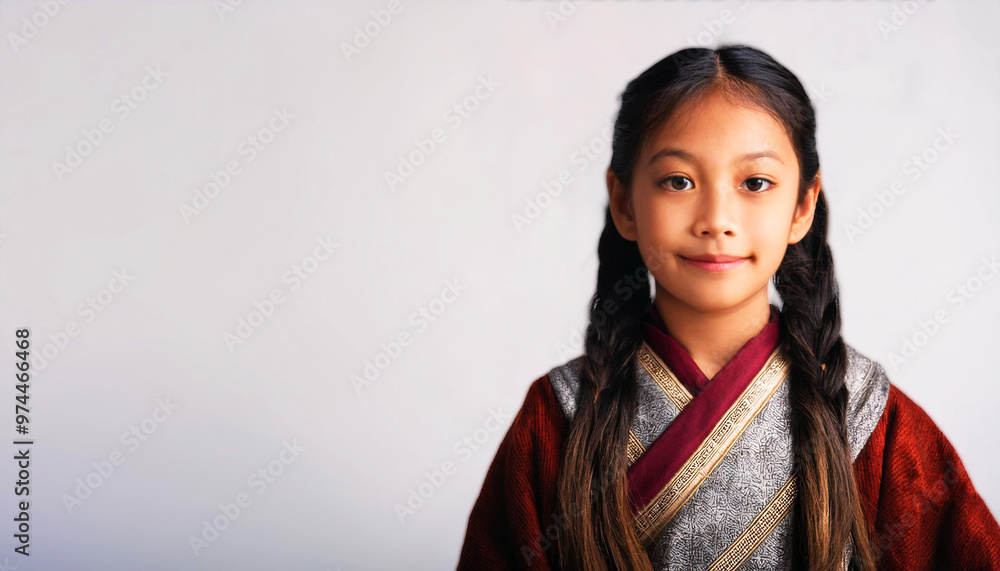 young Tibetan girl, featuring her expressive eyes and soft facial expression, Tibetan girl's face, beauty and cultural heritage of Tibet young Tibetan girl, featuring her expressive eyes and soft facial expression, Tibetan girl's face, beauty and cultural heritage of Tibet