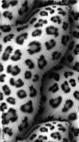 Realistic vector leopard fur pattern in black and white. Suitable for textile prints, backgrounds, and wildlife-inspired designs.