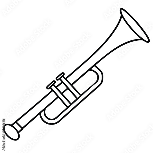 Trumpet Black Line Art Silhouette.