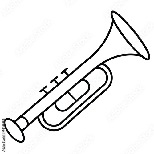 Trumpet Black Line Art Silhouette.