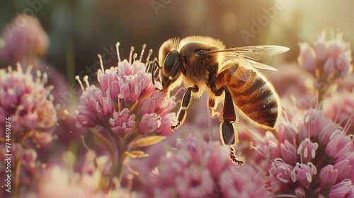 Honeybee collecing nectar wallpaper photo