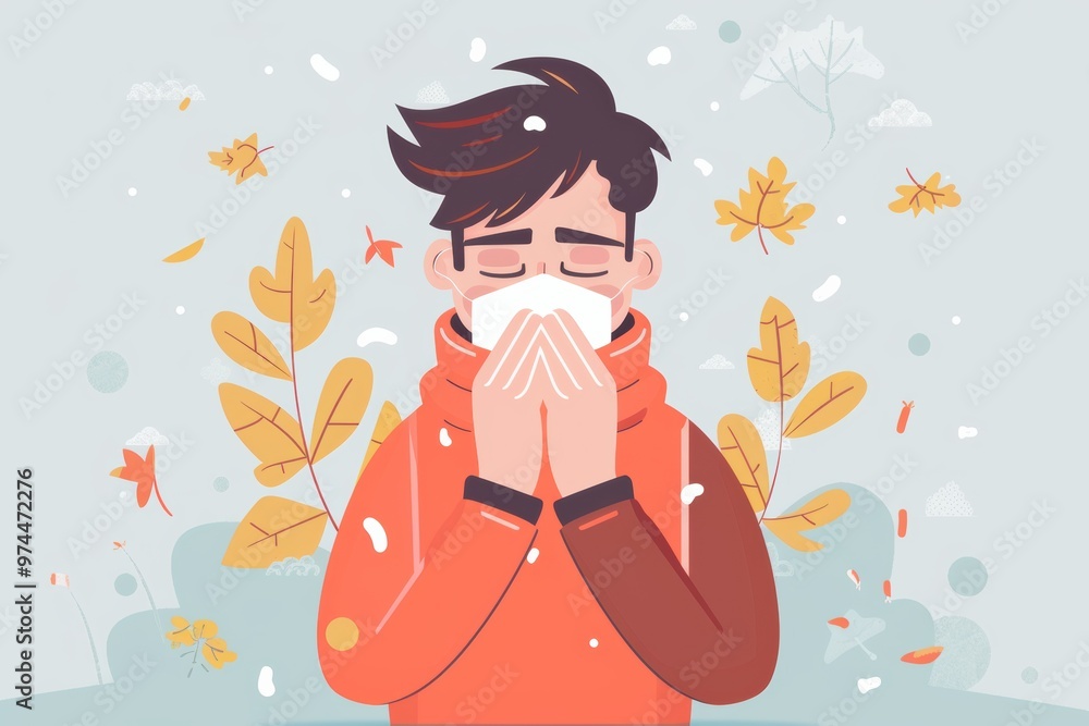 Flu season virus transmission with sneezing and coughing in cold weather outdoors. Flu season virus transmission with sneezing and coughing in cold weather outdoors.