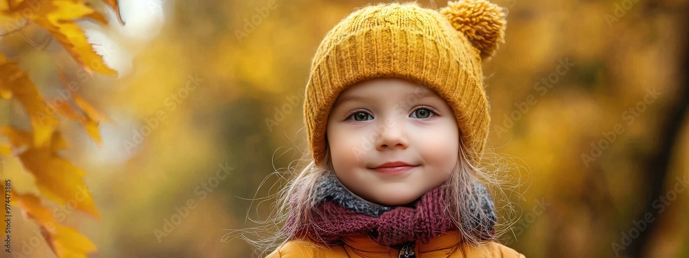 close-up of a child playing with autumn leaves. Selective focus close-up of a child playing with autumn leaves. Selective focus