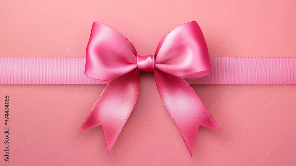 Pink ribbon bow on a soft pink background for Breast Cancer Awareness Month celebration Pink ribbon bow on a soft pink background for Breast Cancer Awareness Month celebration