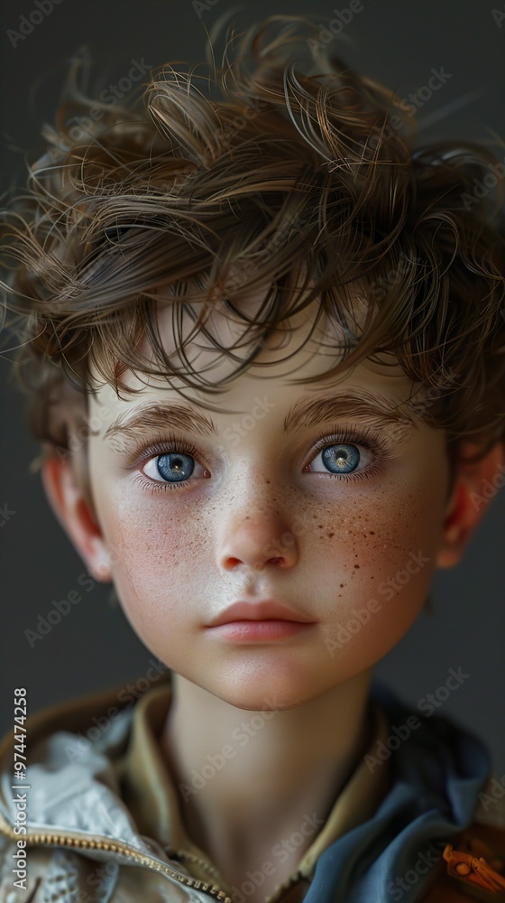 Portrait of a Young Boy with Blue Eyes and Freckles Portrait of a Young Boy with Blue Eyes and Freckles