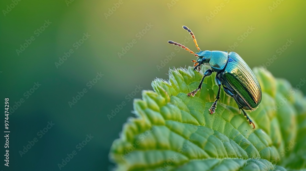 Naklejka premium Shiny beetle close up wallpaper