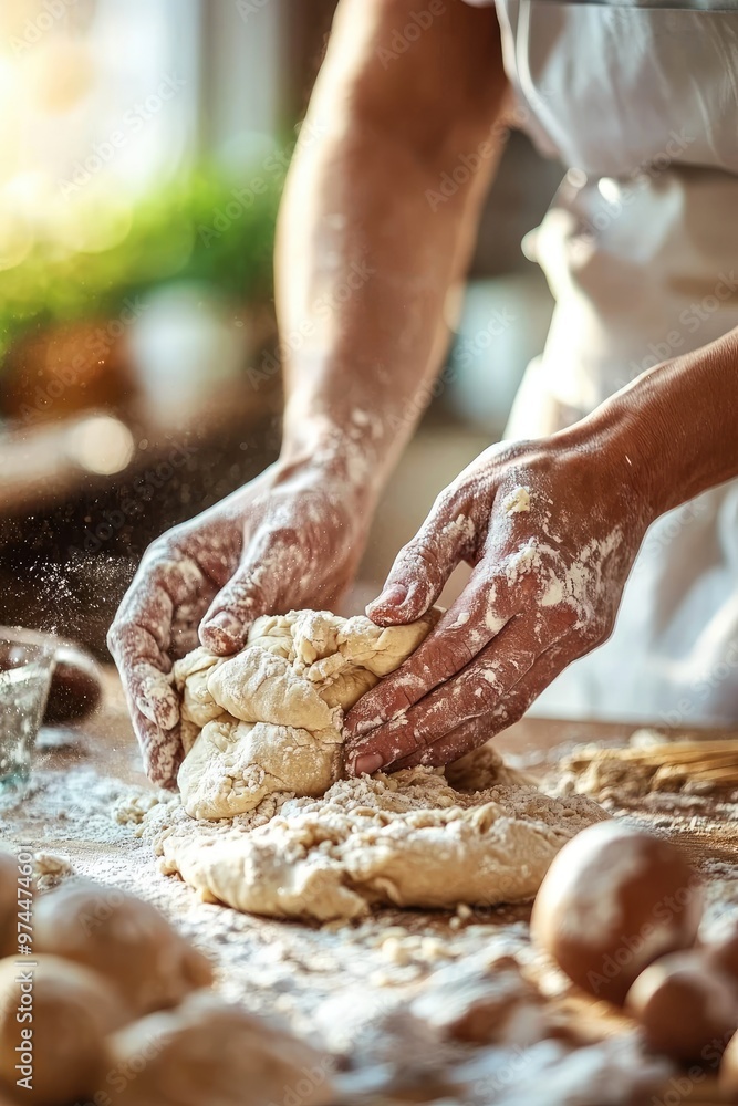close-up of hands kneading dough. Selective focus close-up of hands kneading dough. Selective focus