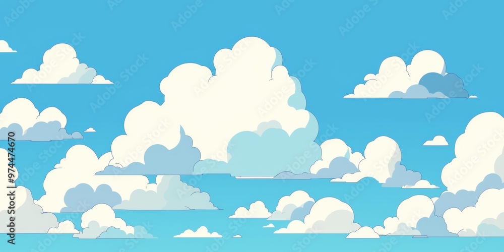Simple Cartoon Sky with Clouds in Vector Art Style Simple Cartoon Sky with Clouds in Vector Art Style