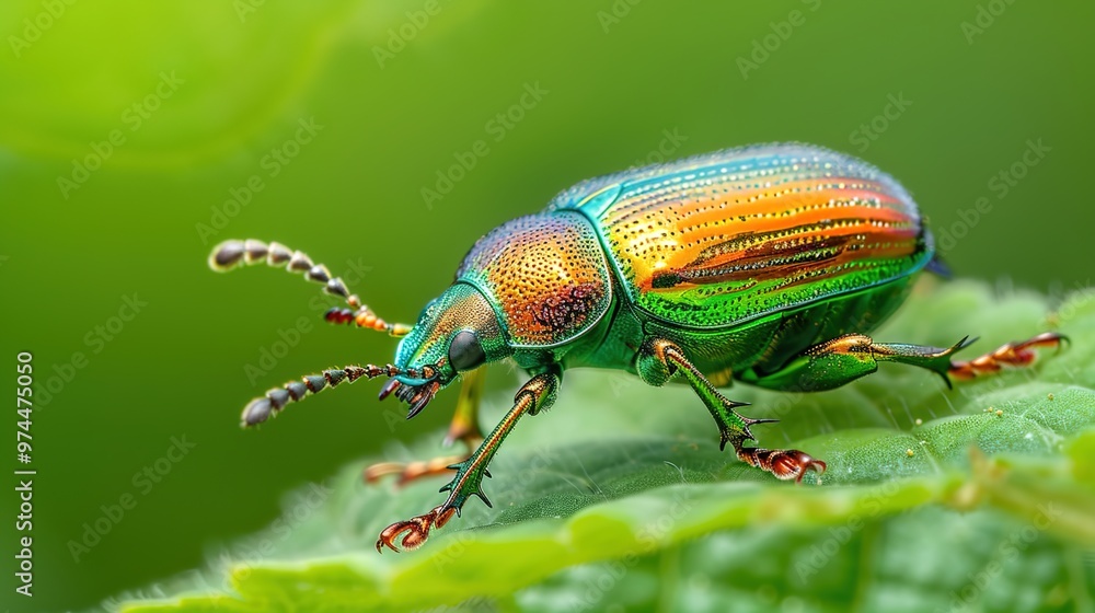 Naklejka premium Shiny beetle close up wallpaper