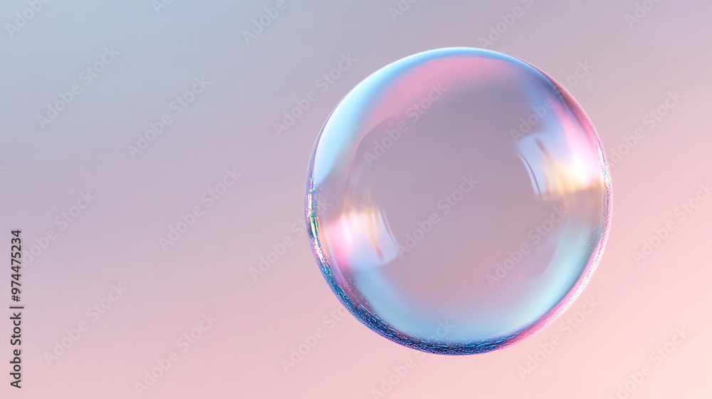 A shiny transparent sphere on a pink and blue gradient background. A shiny transparent sphere on a pink and blue gradient background.