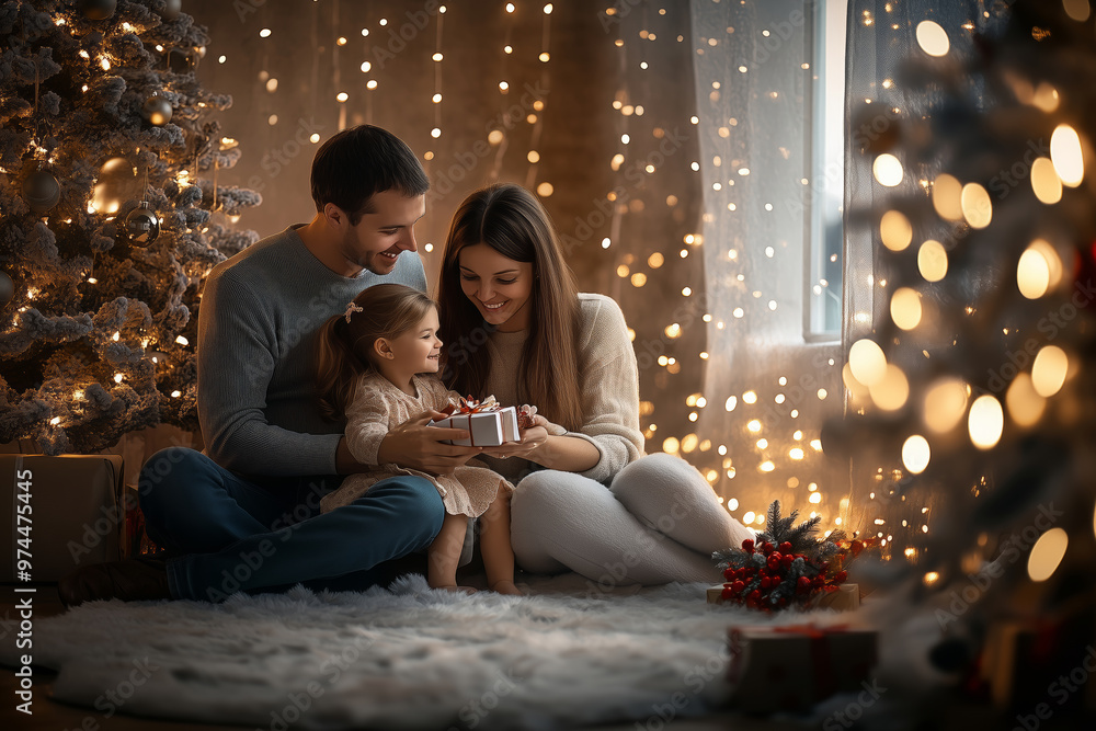 A family gathered in a cozy living room sharing joyful moments around a beautifully decorated Christmas tree during the festive season A family gathered in a cozy living room sharing joyful moments around a beautifully decorated Christmas tree during the festive season