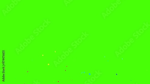 Colorful confetti explosion on green screen. Birthday celebration party. 4K photo