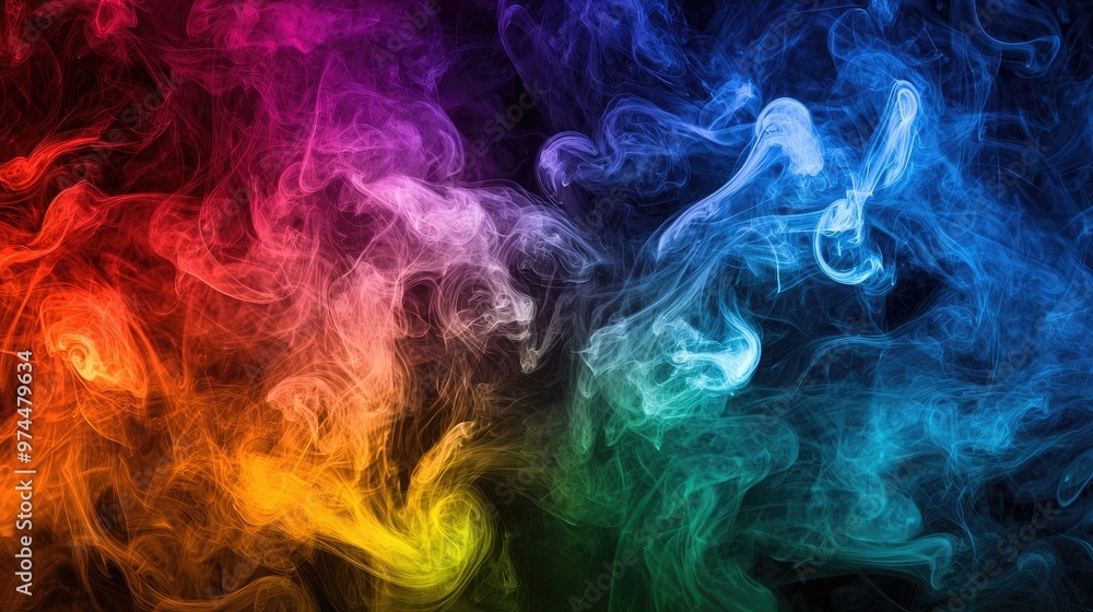 multi-colored smoke on a dark background. Selective focus multi-colored smoke on a dark background. Selective focus