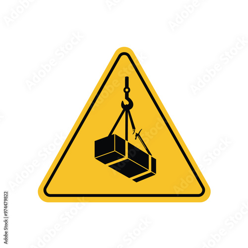 suspendedn warning load with yellow triangle board. Suitable for posters and web icons