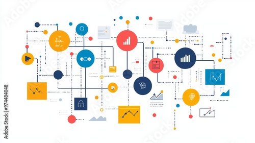 Wallpaper Mural Abstract Diagram of Connected Business Processes Torontodigital.ca
