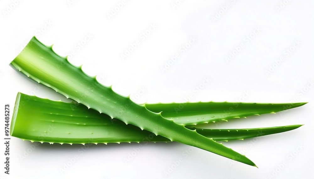 Aloe Vera is a succulent plant species widely distributed containing polysaccharide gel acemannan, which can be used for topical purposes. Isolated on white background with copy space Aloe Vera is a succulent plant species widely distributed containing polysaccharide gel acemannan, which can be used for topical purposes. Isolated on white background with copy space