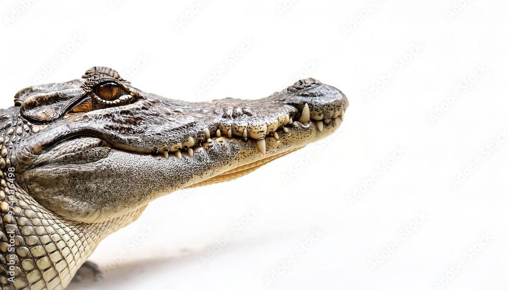 Fototapeta premium American Alligator gator - Alligator mississippiensis - found wild in the South East United States. common reptile lizard found in Everglades, Florida USA Isolated on white background with copy space