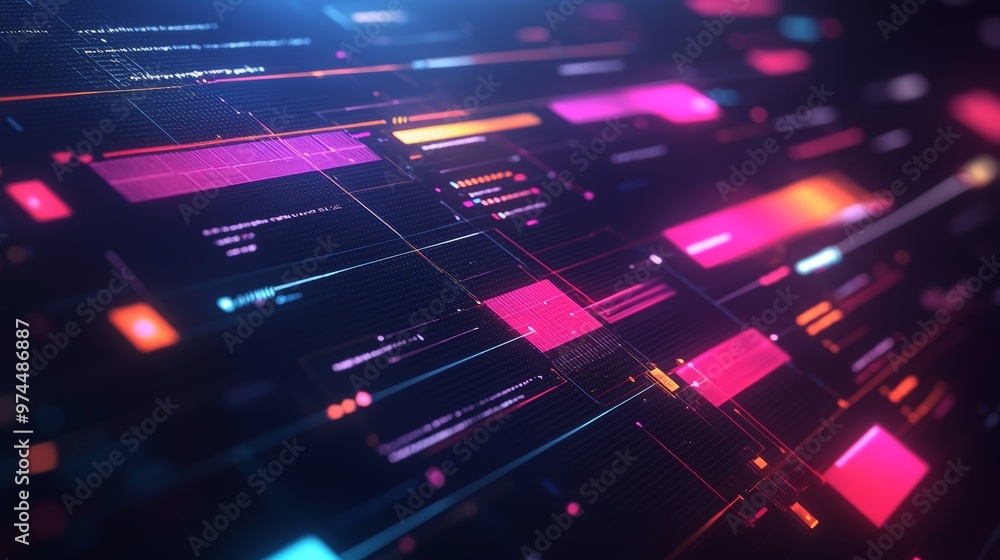 Abstract Digital Interface with Glowing Lines and Shapes Abstract Digital Interface with Glowing Lines and Shapes