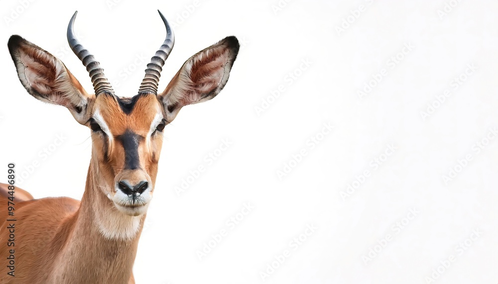 Fototapeta premium A gazelle is a small, graceful antelope known for its speed and agility. They are typically found in grasslands and deserts, living in herds. Gazelles are herbivores, feeding on grasses and leaves