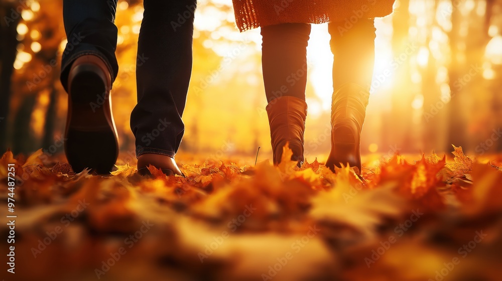 Autumn Leaves Carpeting a Peaceful Forest Path with Warm Sunlight Filtering Through the Trees Autumn Leaves Carpeting a Peaceful Forest Path with Warm Sunlight Filtering Through the Trees